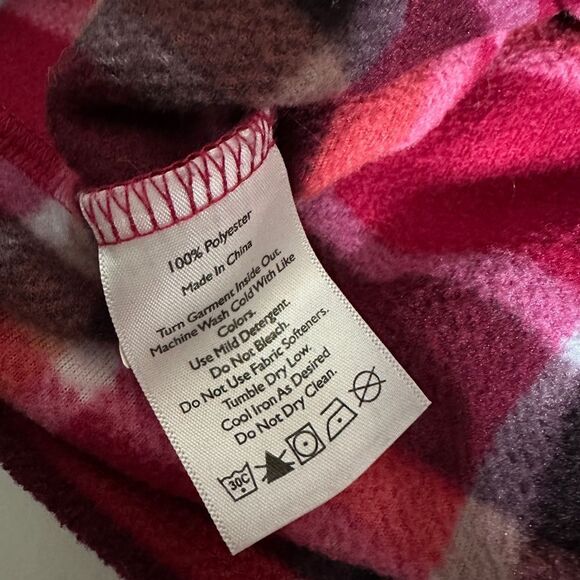 Eddie Bauer Pink/Orange Plaid Quarter Zip Fleece Pullover Sweatshirt - Picture 9 of 9